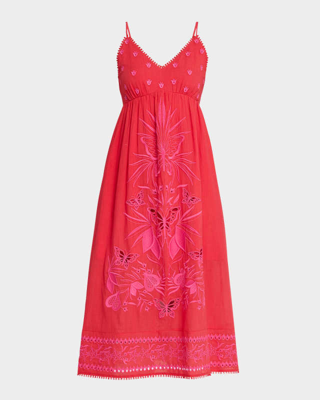 Cleo Eyelet Embroidered Empire Midi Dress